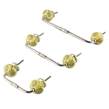 Brown Marigold Etched Ceramic Floral Bridge Handle