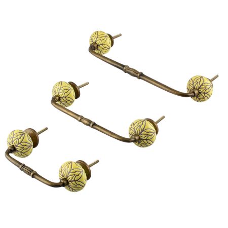 Brown Amarylis Floral Etched Ceramic Bridge Handle