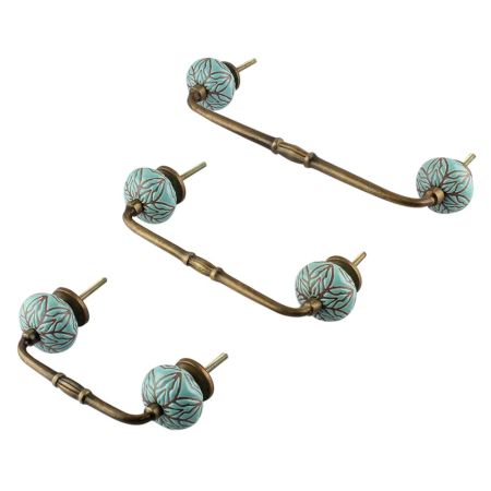 Amarylis Floral Etched Ceramic Bridge Handle