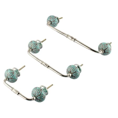 Amarylis Floral Etched Ceramic Bridge Handle