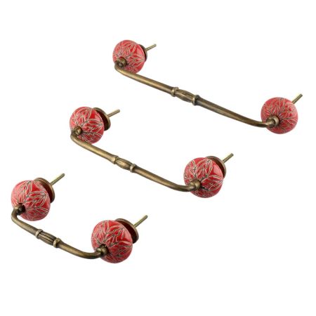 Red Amarylis Ceramic Bridge Handle