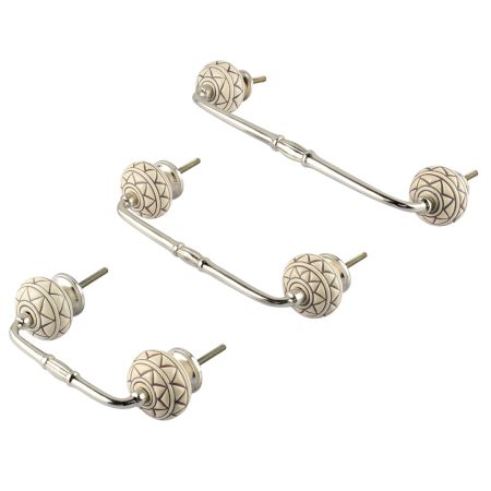 Cream Brown Pattern Etched Ceramic Bridge Handle