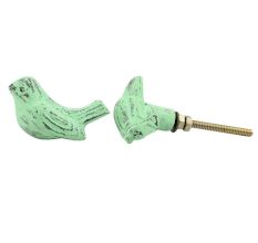 Sage Green Bird Metal Knobs