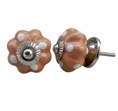 Camel White Dotted Melon Handmade Knob