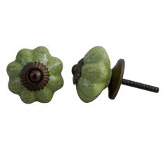 Green Crackle Melon Ceramic Dresser Knob