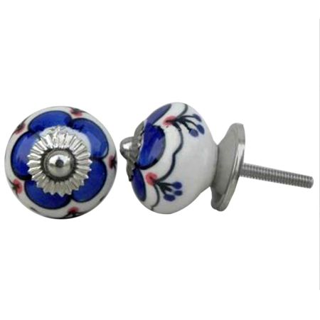 Navy Blue Canterbury Bells Ceramic Knob