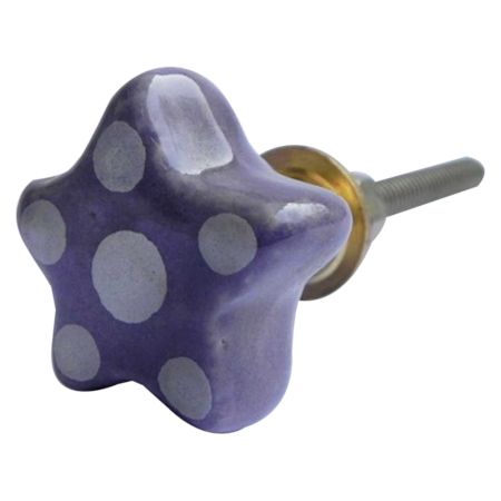 Purple Dotted Star Shape Knob