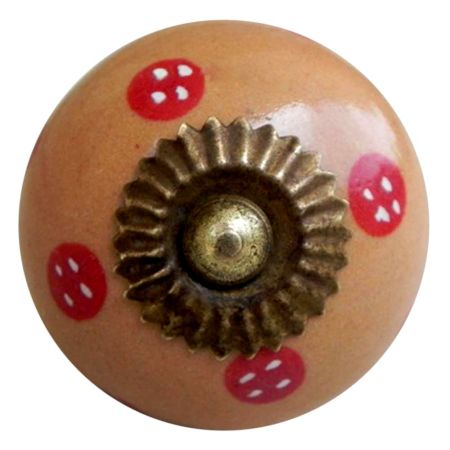 Camel Red Dotted Round Knob