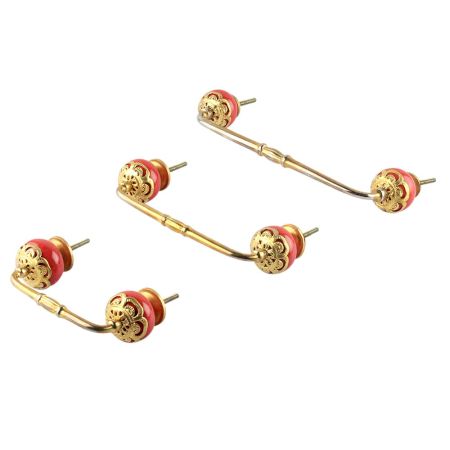 Strewn Red Ceramic Bridge Handle