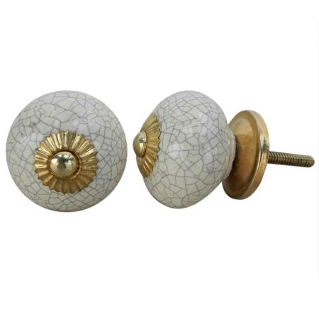 Cream Crackle Ceramic Wardrobe Knob