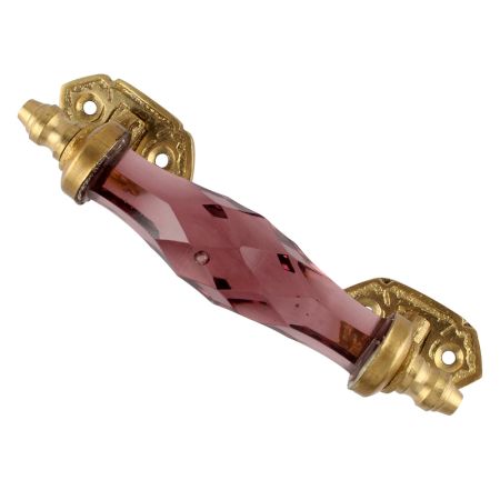 Purple Cut Glass Golden Thin Small Door Handle