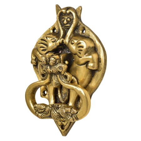 Handcrafted  Brass Demon Two Elephants Dragon Head Door Knocker