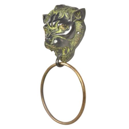Black Brass Lion Head Towel Ring Bathroom Hardware