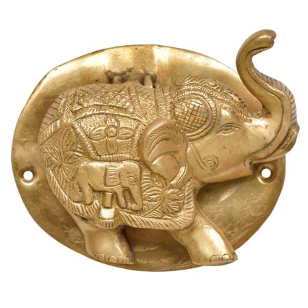 Engraved Brass Elephant Royal Statue Door Knocker