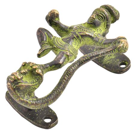 Kaalia Mardan Krishna Bronze Door Handle With Green Patina
