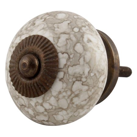 White Marble Ceramic Floral Cabinet Knobs