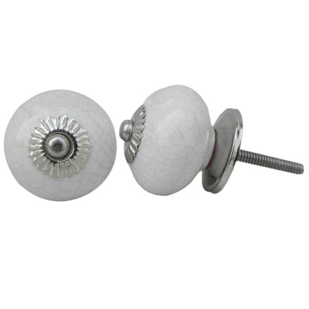 White Pink Crackle Cupboard Knob