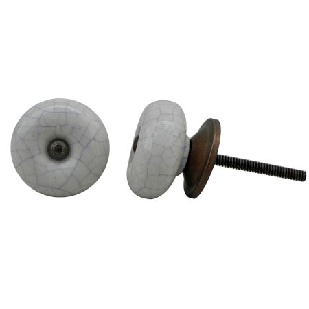 White Purple Ceramic Crackle Knob