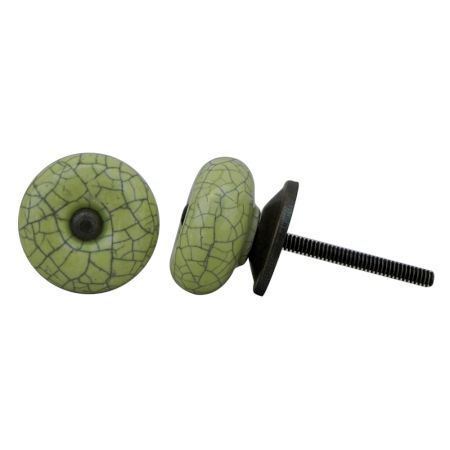 Lime Crackle Ceramic Cabinet Knob