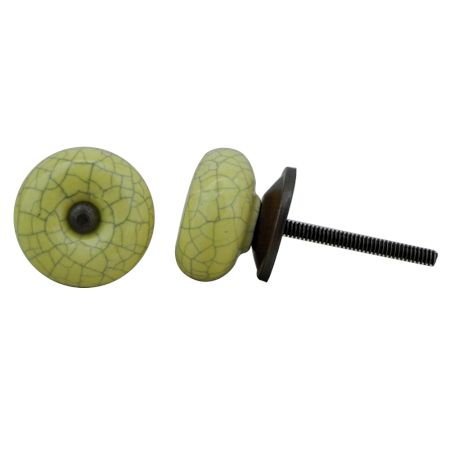 Yellow Crackle Ceramic Cabinet Knob
