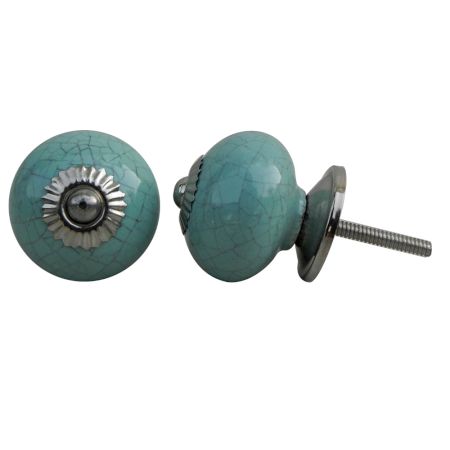 Mint Green Crackle Cabinet Knob
