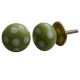 Lime White Polka Small Ceramic Knob