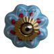 Turquoise Blue Red Polka Drawer Knob