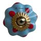 Sky Blue Red Polka Dresser Knob
