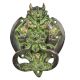 Brass Demon Two Elephants Dragon Head Door Knocker With Green Patina