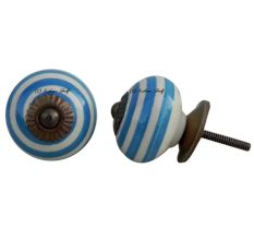 Old Turquoise Striped Knob