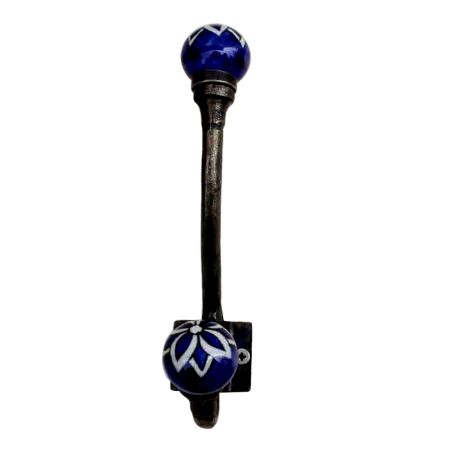 Navy Blue Floral Iron Hook-EHG-23