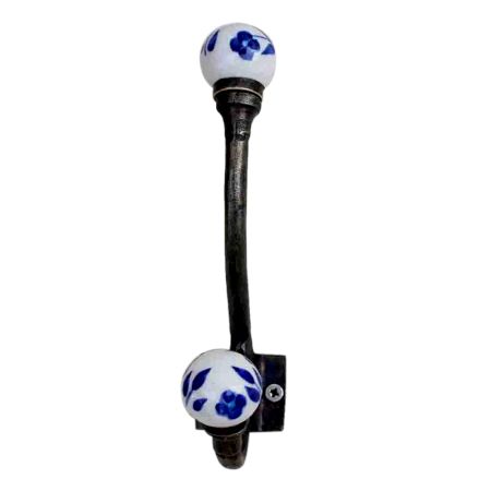 Navy Blue Floral Iron Hook-EHG-27