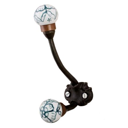 Dark Green Floral Iron Hooks-EHG-55