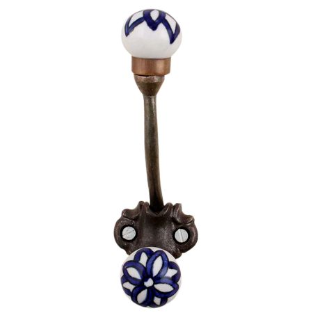 Navy Blue Floral Iron Hooks-EHG-61