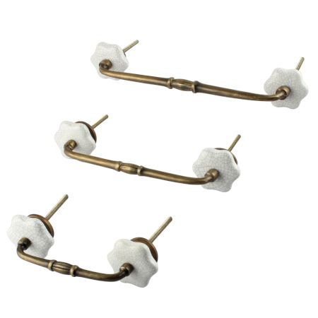 White Ceramic Bridge Wardrobe Handles