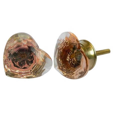Glass Heart Dresser Knobs