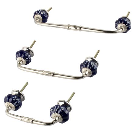 Navy Blue Ceramic Bridge Drawer Handle