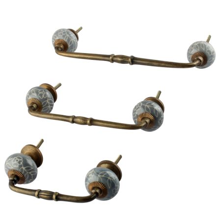Light Grey Ceramic Dresser Bridge Handle