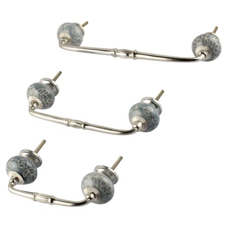 Light Grey Ceramic Dresser Bridge Handle