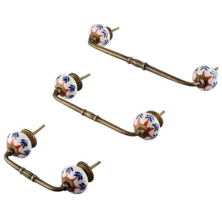 Hybiscus Red Flower Ceramic Bridge Handle