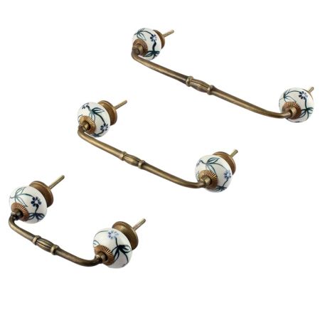 Blue Spring Flower Ceramic Bridge Handle