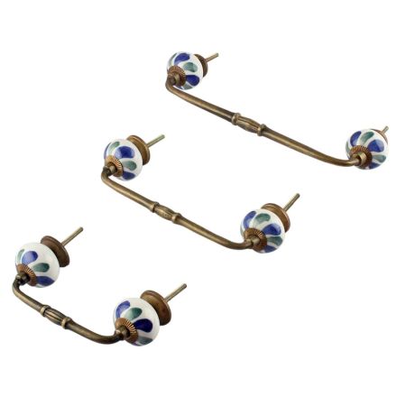 Blue Green Flower Ceramic Bridge Handle