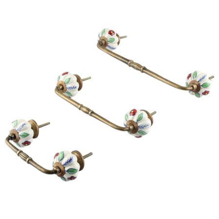 Red Dahlia Ceramic Bridge Handle