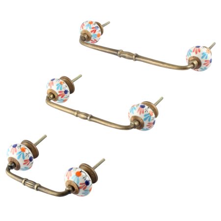 Red Blue Clover Ceramic Bridge Handle