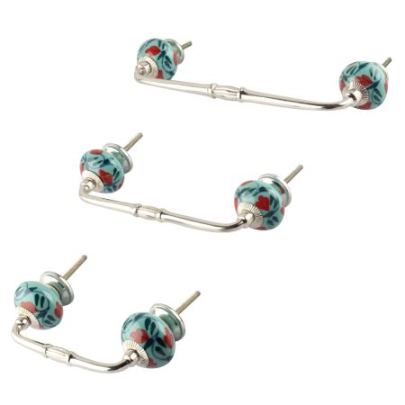 Sea Green Flower Ceramic Bridge Handle