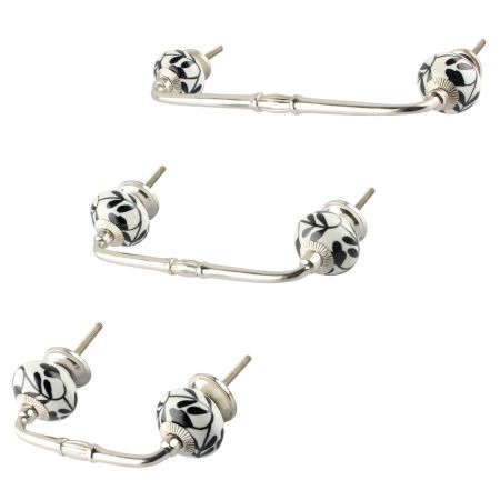 Black Leaf Flower Ceramic Bridge Handle