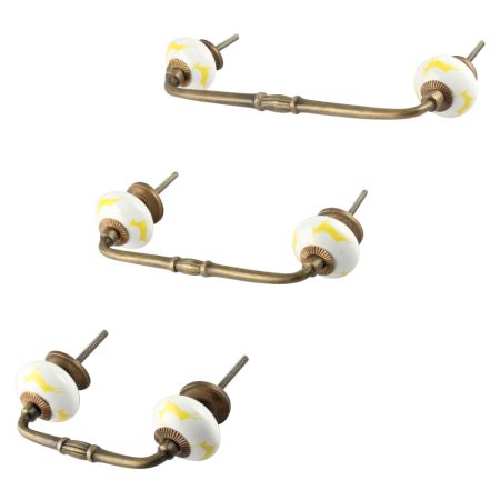 Yellow Running Rein Deer Pattern Ceramic Bridge Handle