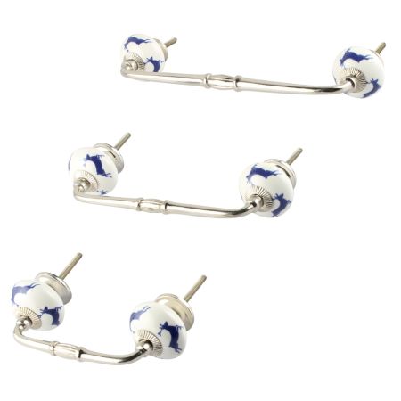 Blue Running Rein Deer Pattern Ceramic Bridge Handle