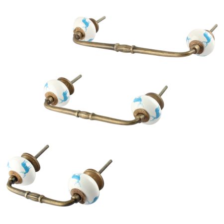 Turquoise Standing Rein Deer Pattern Ceramic Bridge Handle