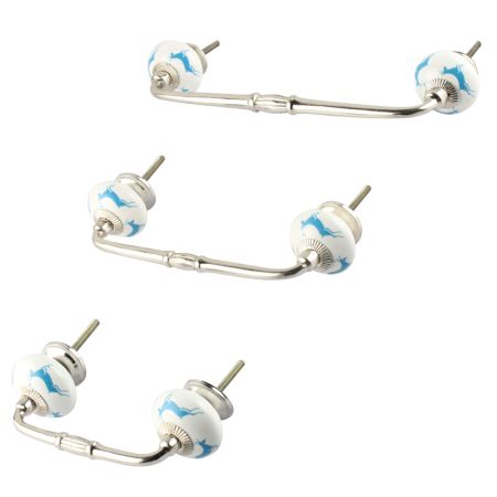 Turquoise Running Rein Deer Pattern Ceramic Bridge Handle